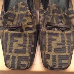 Authentic Fendi Zucca Wedge Slides/Sandals